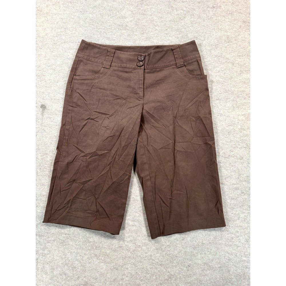 Rafaella Bermuda Shorts Womens 8 Brown Stretch Flat Front Casual Mid Rise Summer
